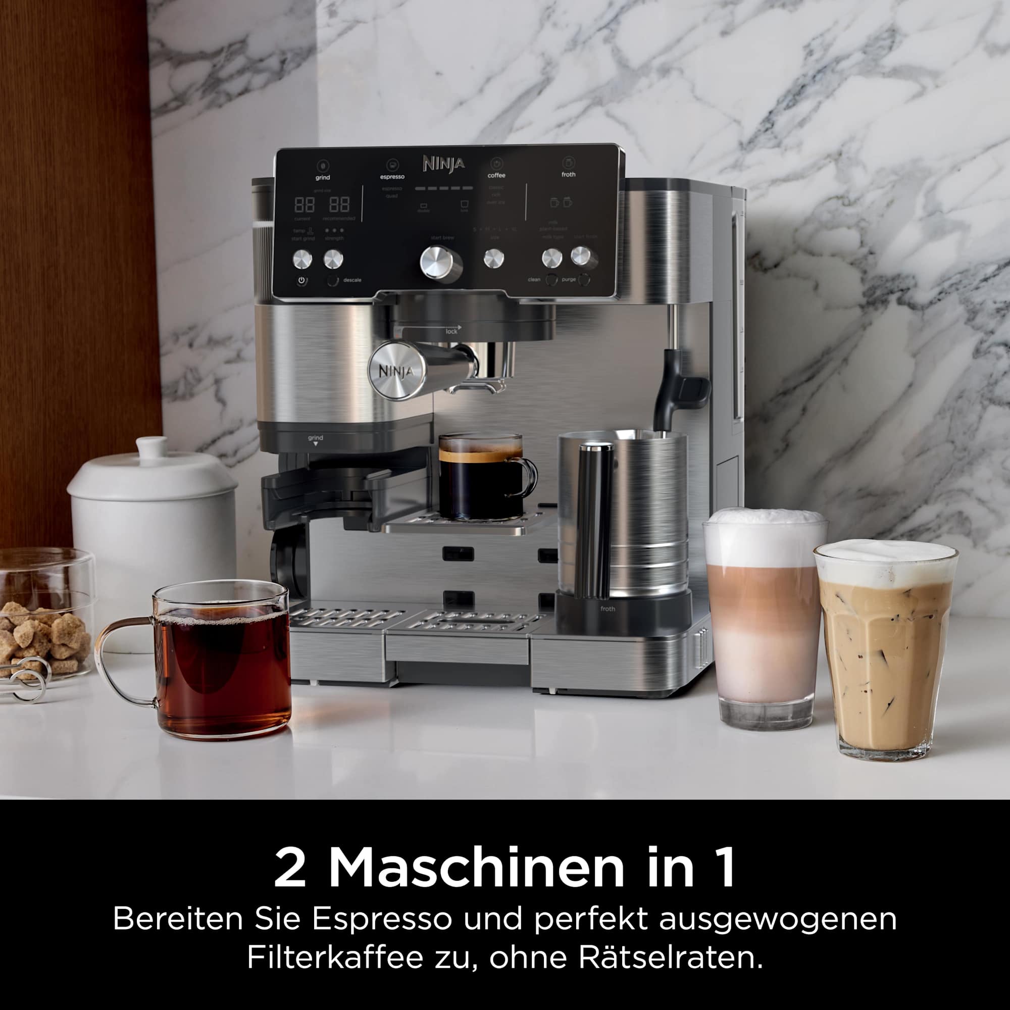 Ninja Luxe Cafe Essential Espressomaschine ES501EU Silber/Schwarz